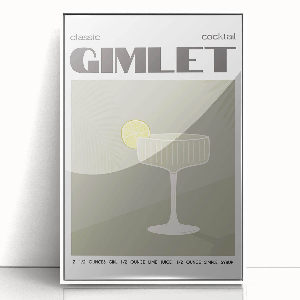 Art deco poster featuring an assortment of stylized food and drinks in muted pastel tones, framed acrylic.
