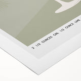 Art deco poster featuring a stylized cocktail glass, in pastel shades, on a rolled canvas, ideal for dining room wall art.