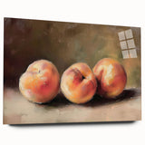 Large abstract wall art of vibrant fruits on acrylic glass, suited for dining room decor.