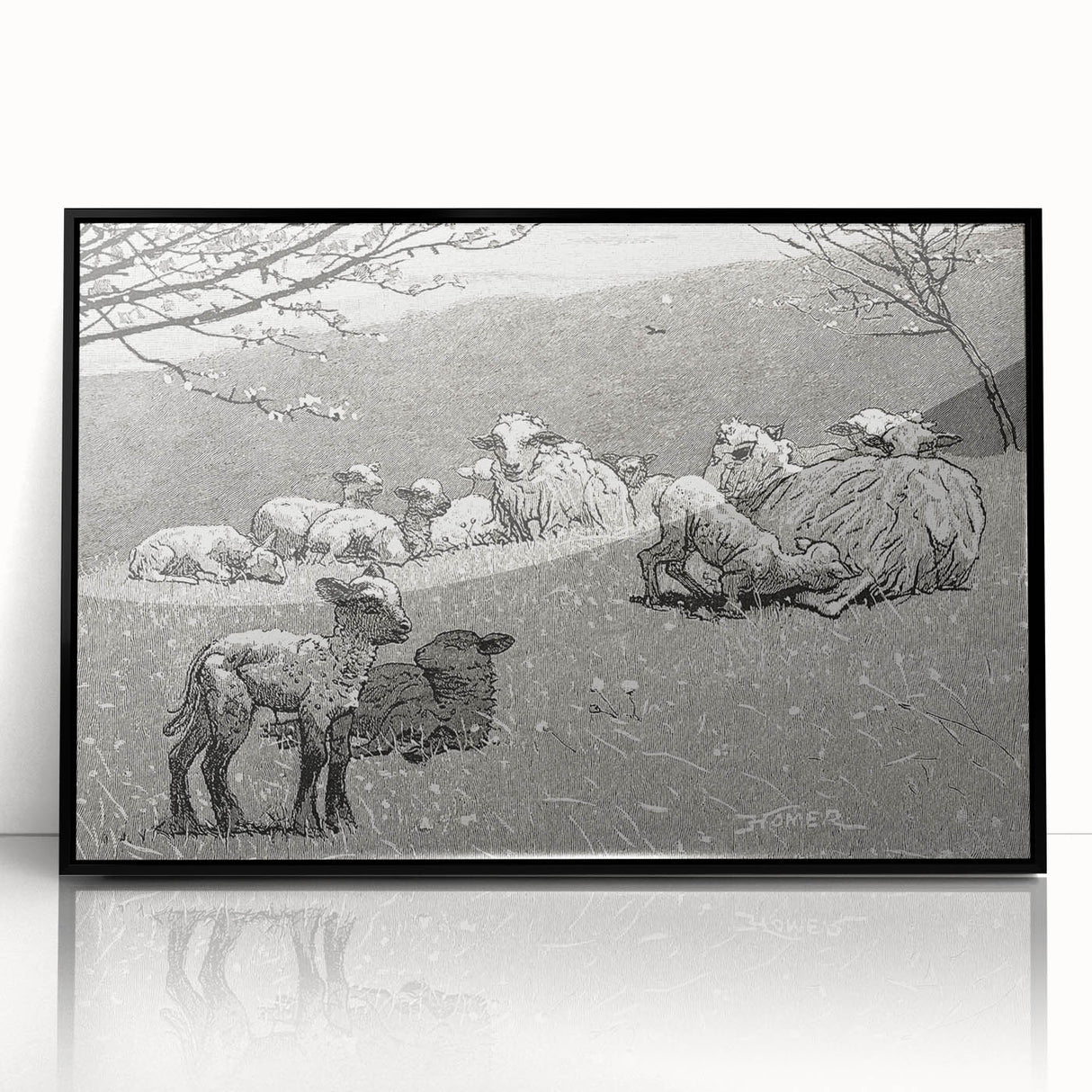 Realism Art Prints - Spring Lamb by Winslow Homer Pastoral Landscape Art