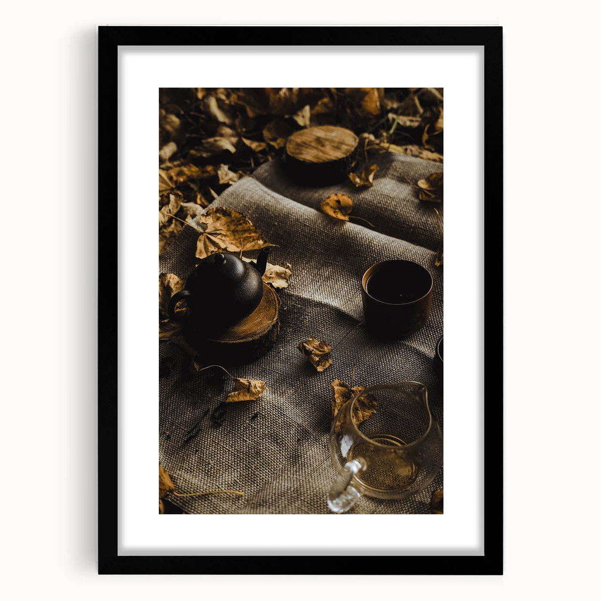 Extra large abstract art print with textured, colorful foliage design on a black framed canvas, ideal for living room decor.