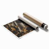 Extra large rolled print of a floral art design in warm autumn hues, suitable for classy bathroom or large living room decor.