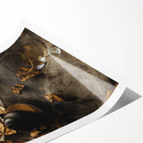 Extra large wall art featuring line art flowers in muted autumn colors on a rolled print.