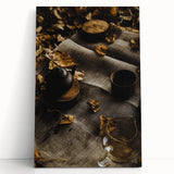 Large black and white abstract canvas depicting a minimalist fall scene, ideal for kitchen wall art or bedroom ambiance.