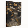 Autumn-themed abstract painting on stretched canvas, featuring warm orange and red tones, ideal for kitchen wall art.