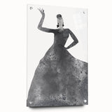 Abstract figurative acrylic artwork displayed in a glass frame, showcasing vibrant colors and intricate pin detailing, ideal for modern home decor and art enthusiasts.