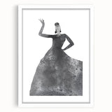 Abstract figurative artwork in a white frame with a mat, showcasing a modern design that enhances contemporary decor in living spaces or offices.