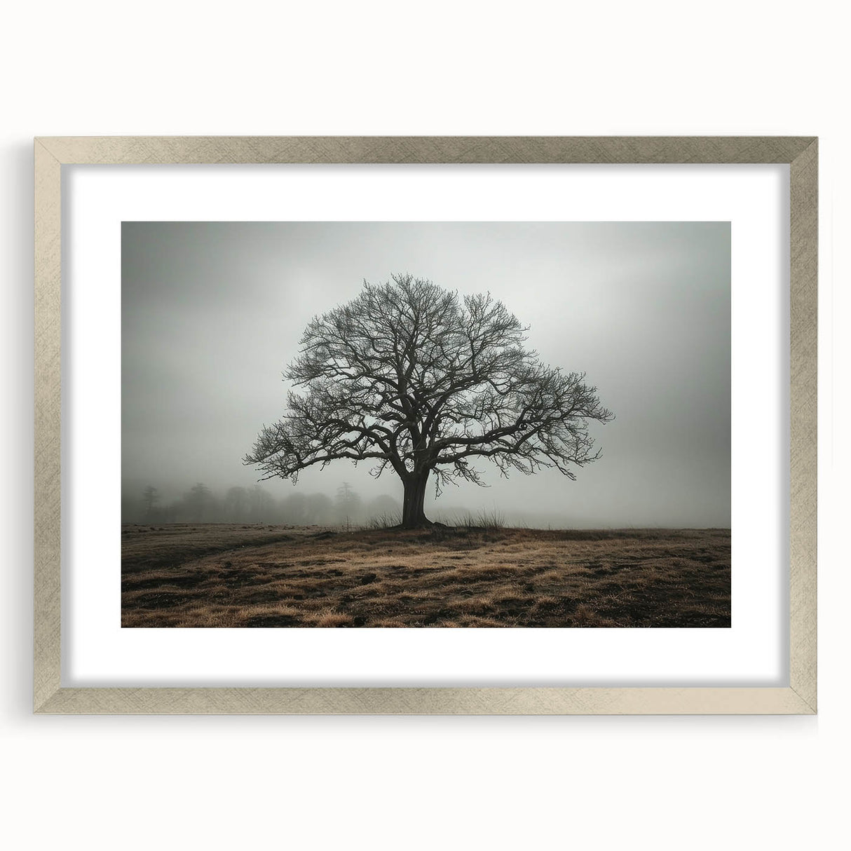 Abstract landscape wall art framed in silver, featuring serene colors and textures that enhance modern decor, perfect for living spaces or offices.