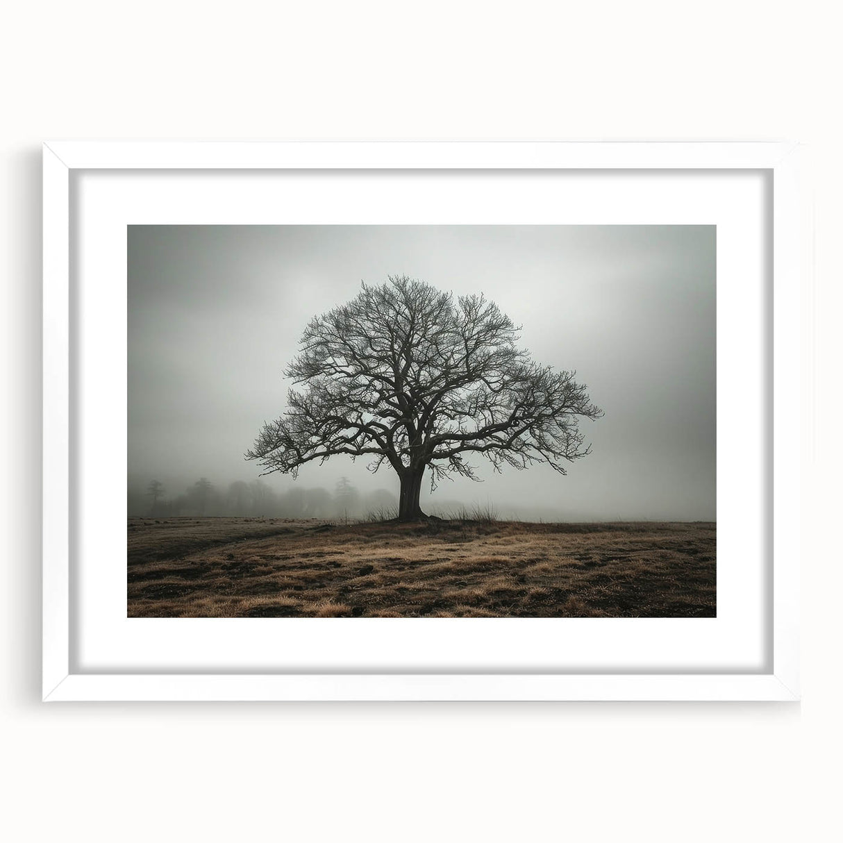 Abstract landscape wall art framed with a white mat, showcasing a vibrant mix of colors in a modern design, perfect for contemporary home decor.
