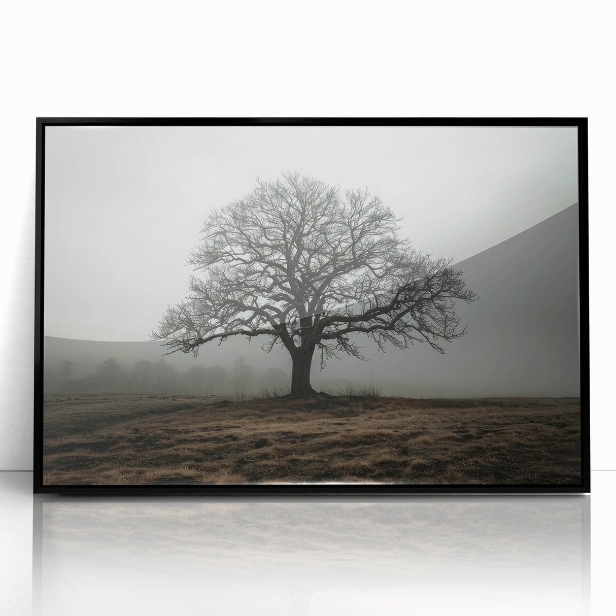 Framed abstract landscape wall art featuring vibrant colors and geometric patterns, presented in a sleek black frame, ideal for modern home decor.