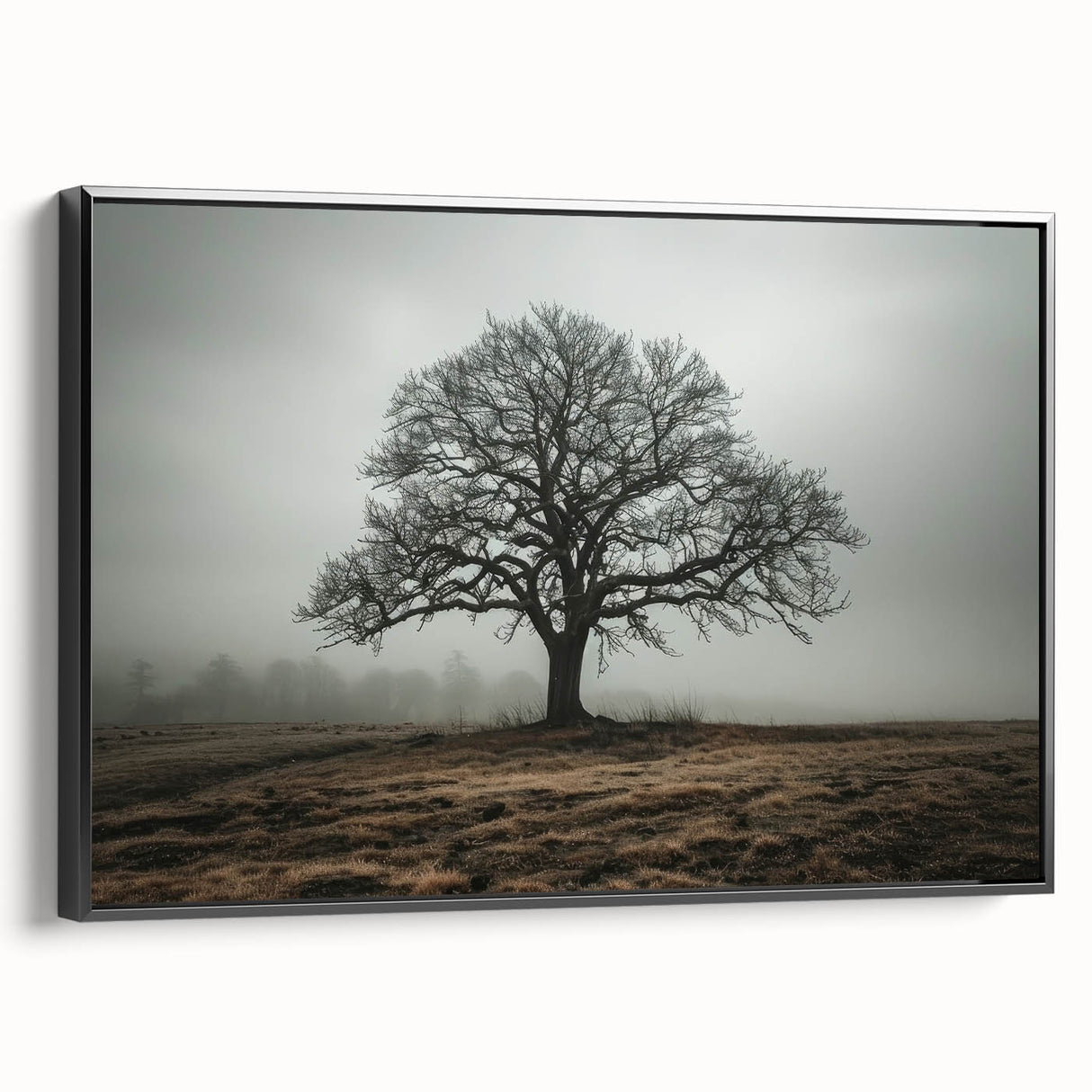 Abstract landscape wall art framed canvas featuring subtle earth tones and a modern design, displayed from a black side view, perfect for contemporary decor.