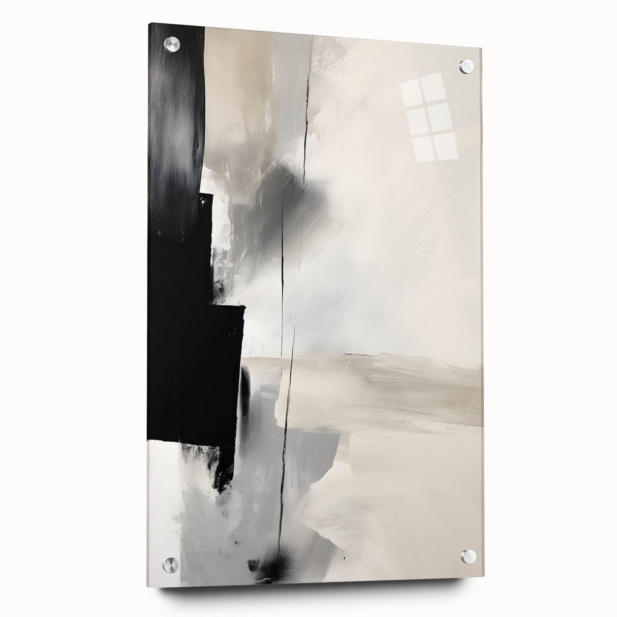 Abstract minimalist wall art featuring soft pastel colors and geometric shapes on acrylic glass, perfect for modern home decor and artistic inspiration.