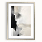 Abstract minimalist wall art framed in silver with a mat, showcasing a contemporary design that enhances modern interiors, perfect for home decor.