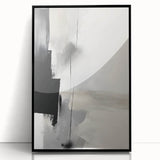 Framed abstract minimalist wall art featuring a black acrylic design, showcasing sleek lines and modern aesthetics, perfect for contemporary home decor.