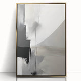 Framed abstract minimalist wall art featuring a gold acrylic design, elegantly displayed against a neutral backdrop, perfect for modern home decor.