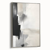 Framed abstract minimalist wall art featuring a silver-toned design, showcasing a modern aesthetic with clean lines, perfect for contemporary home decor.