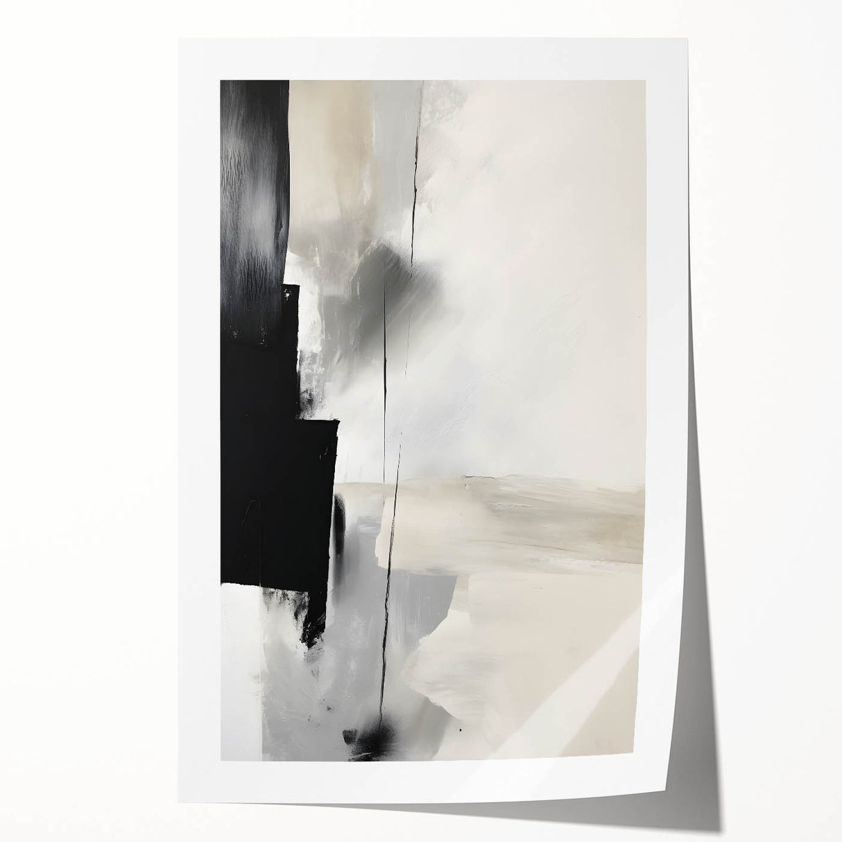 Abstract minimalist wall art print showcasing soft pastel colors in geometric shapes, rolled and ready for display, perfect for modern home decor.