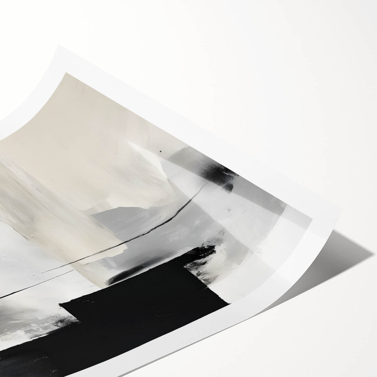 Abstract minimalist wall art print showcasing soft pastel colors in a modern design, rolled and packaged in a protective cardboard tube for easy display.