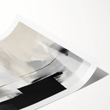 Abstract minimalist wall art print showcasing soft pastel colors in a modern design, rolled and packaged in a protective cardboard tube for easy display.