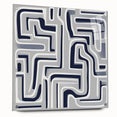 Modern Abstract Wall Art – Navy and White Labyrinth Lines
