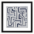 Modern Abstract Wall Art – Navy and White Labyrinth Lines