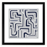Modern Abstract Wall Art – Navy and White Labyrinth Lines