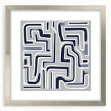 Modern Abstract Wall Art – Navy and White Labyrinth Lines