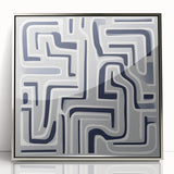 Modern Abstract Wall Art – Navy and White Labyrinth Lines