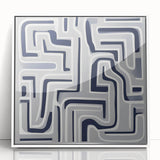 Modern Abstract Wall Art – Navy and White Labyrinth Lines