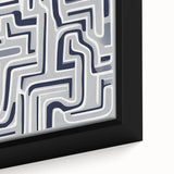 Modern Abstract Wall Art – Navy and White Labyrinth Lines