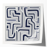 Modern Abstract Wall Art – Navy and White Labyrinth Lines