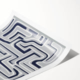 Modern Abstract Wall Art – Navy and White Labyrinth Lines