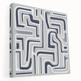 Modern Abstract Wall Art – Navy and White Labyrinth Lines