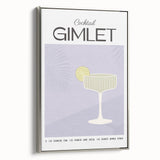 Landscape art painting of food and drinks in vintage poster style, framed canvas in silver, suitable for dining room decor.