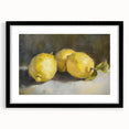 Extra large abstract art print featuring colorful fruits in textured style, framed in black, ideal for living room decor.