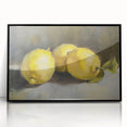 Large abstract wall art featuring assorted fruits in mid-century modernist style, with a black acrylic frame.