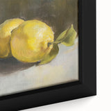 Close-up of extra large black wall art featuring colorful, textured fruits on a framed canvas, ideal for living room decor.