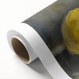 Art deco poster featuring an assortment of fruits in vibrant colors on rolled canvas.