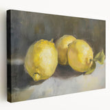 A stretched canvas print featuring an assortment of colorful fruits, ideal for kitchen wall art.