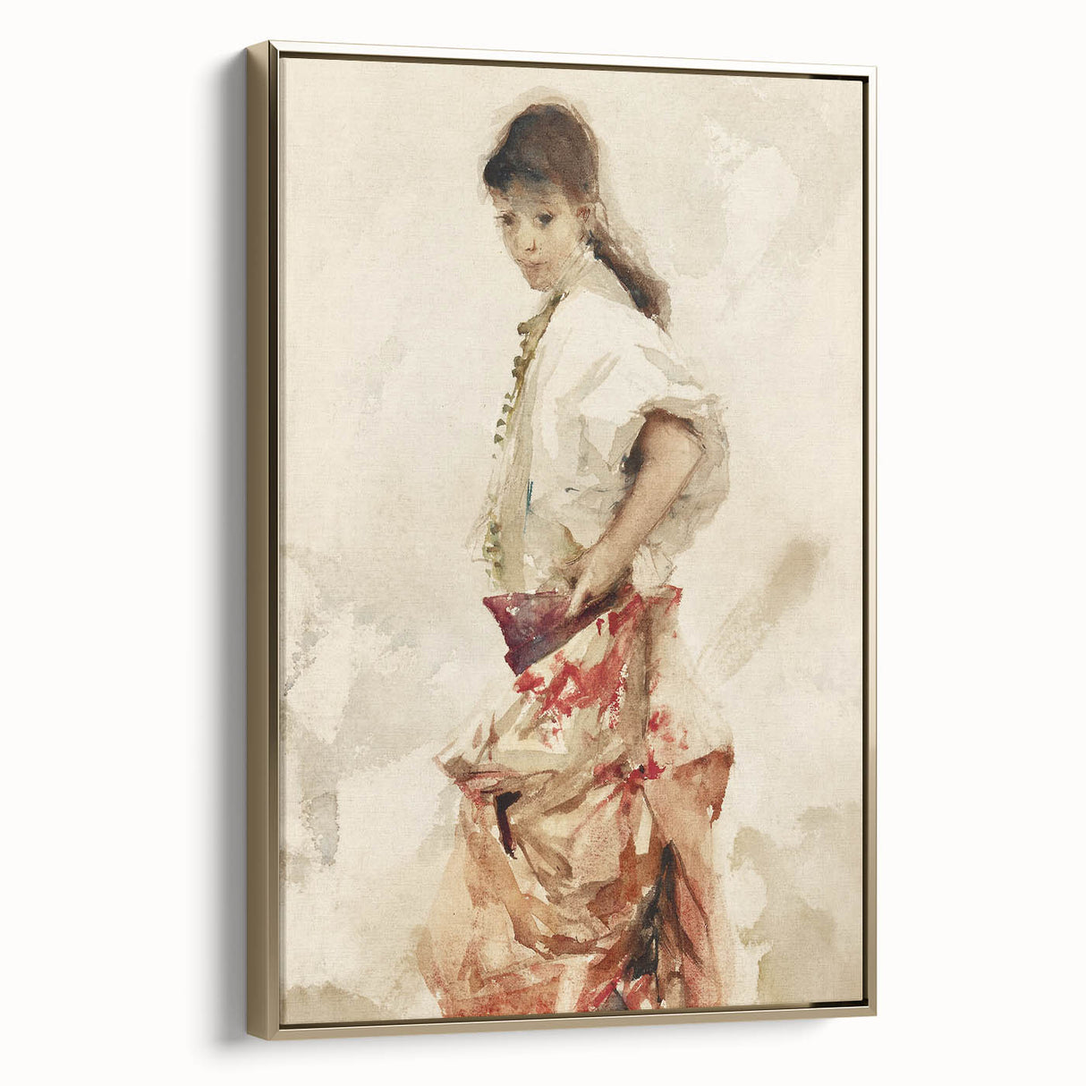 Impressionist Watercolor Art - Girl in Spanish Costume - Sargent’s Portrait Print