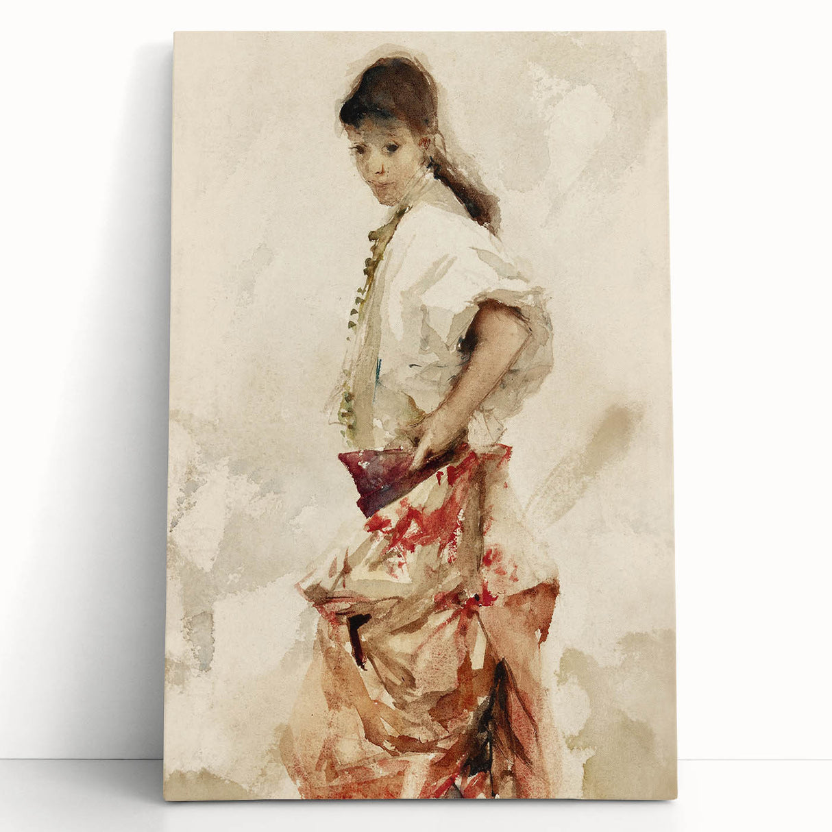 Impressionist Watercolor Art - Girl in Spanish Costume - Sargent’s Portrait Print
