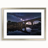 Silver landscape bridge frame with mat, showcasing a modern design perfect for home decor. Ideal for displaying artwork or photographs in a stylish setting.
