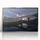 Framed acrylic artwork of a serene landscape bridge, featuring vibrant colors and intricate details, ideal for enhancing modern home decor.