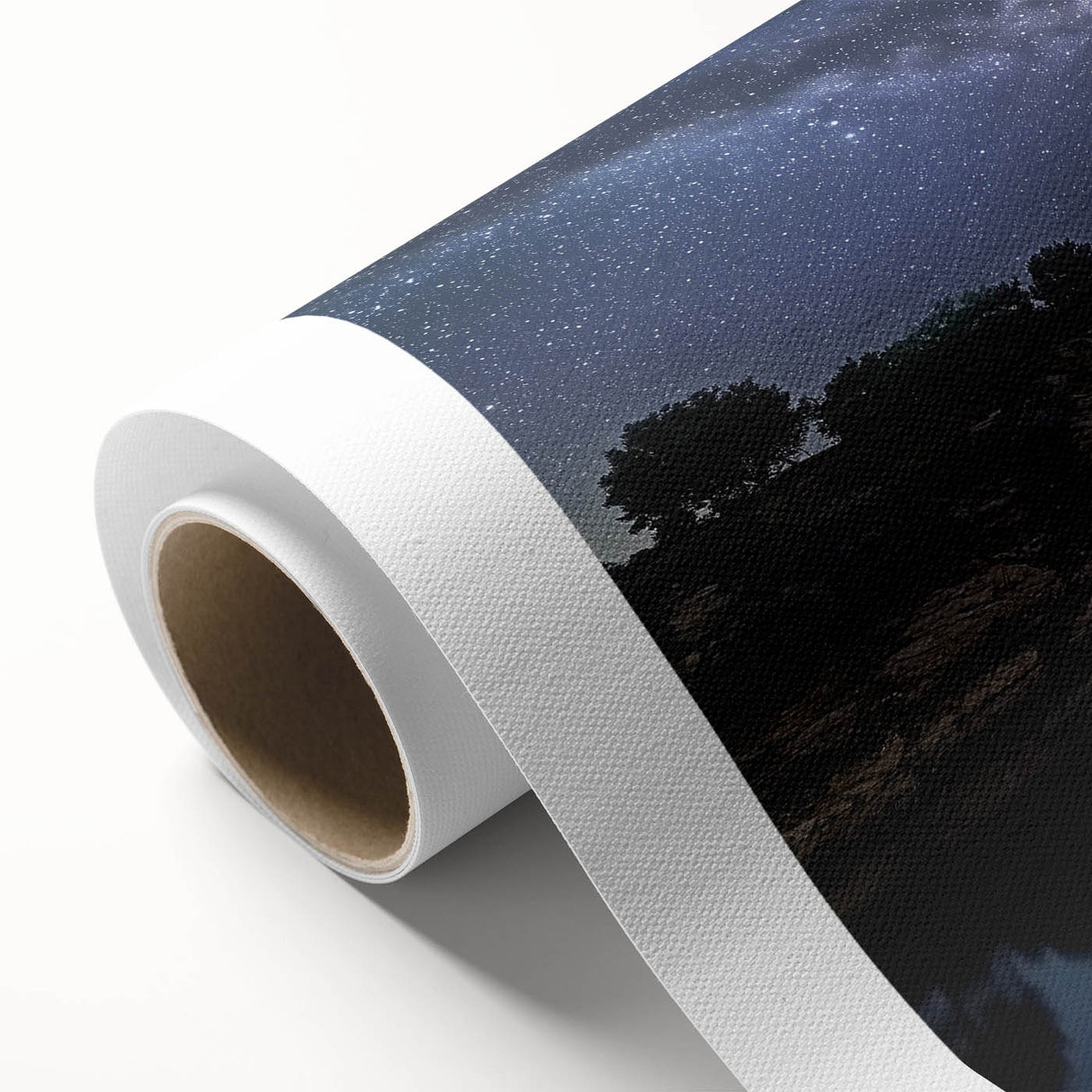 Landscape bridge artwork printed on rolled canvas, showcasing vibrant colors and intricate details, elegantly packaged in a protective cardboard tube for display.