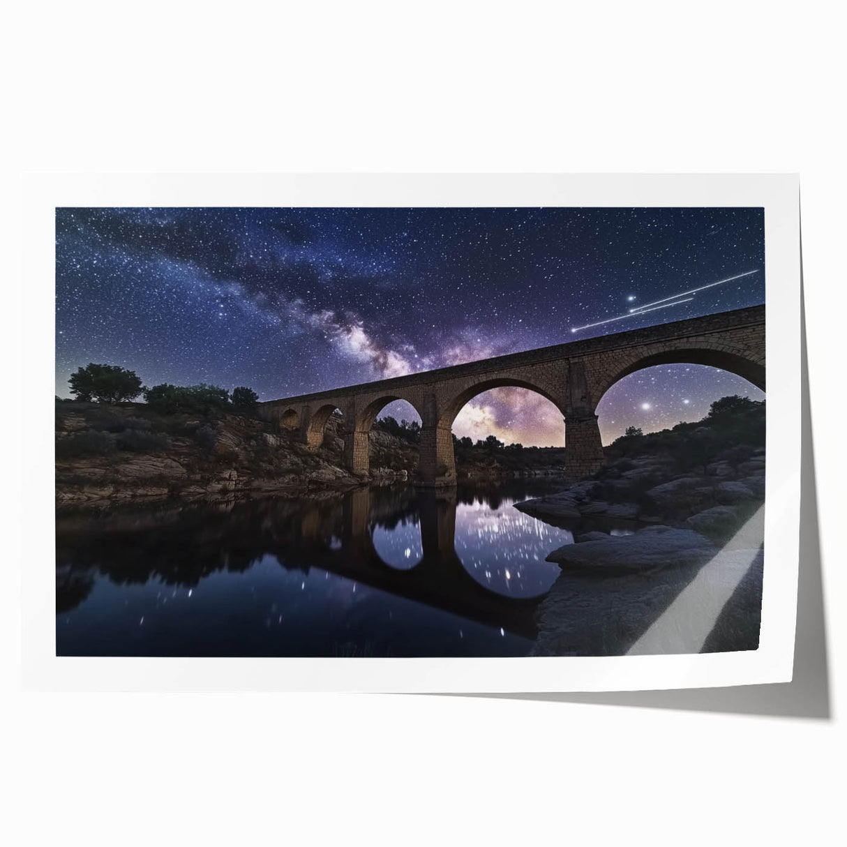 Landscape bridge artwork printed on high-quality canvas, showcasing vibrant colors and intricate details, rolled and securely packaged in a protective tube for safe delivery. Ideal for home decor enthusiasts seeking unique art pieces.