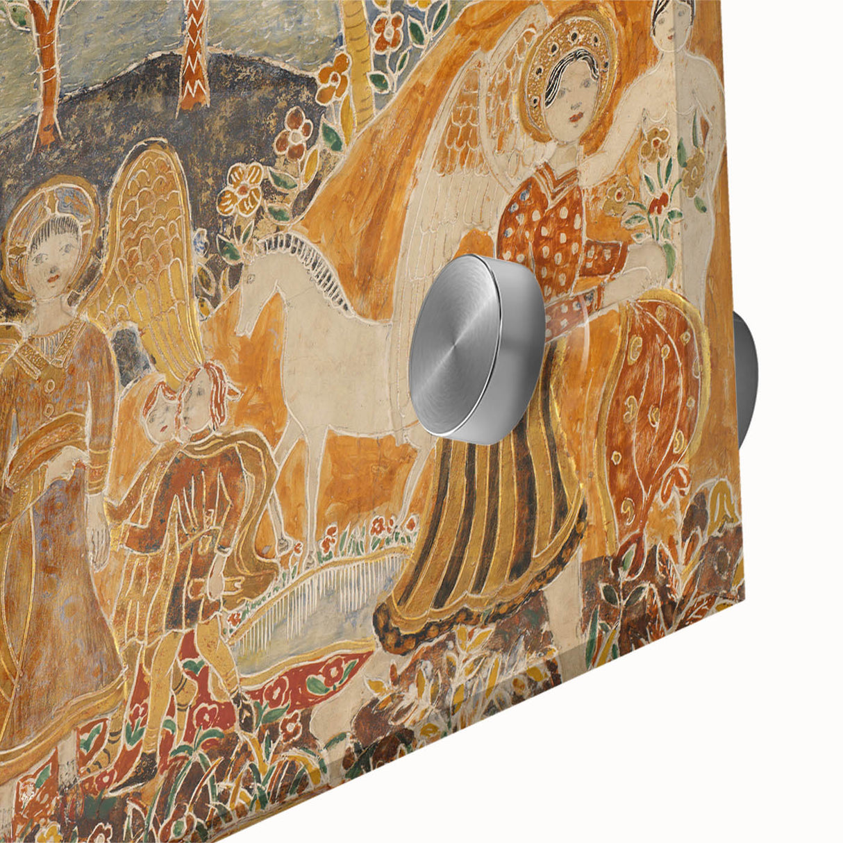 Angelic Garden Scene - Colorful Modern Wall Art with Floral Details