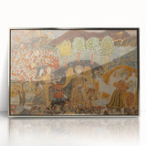 Angelic Garden Scene - Colorful Modern Wall Art with Floral Details