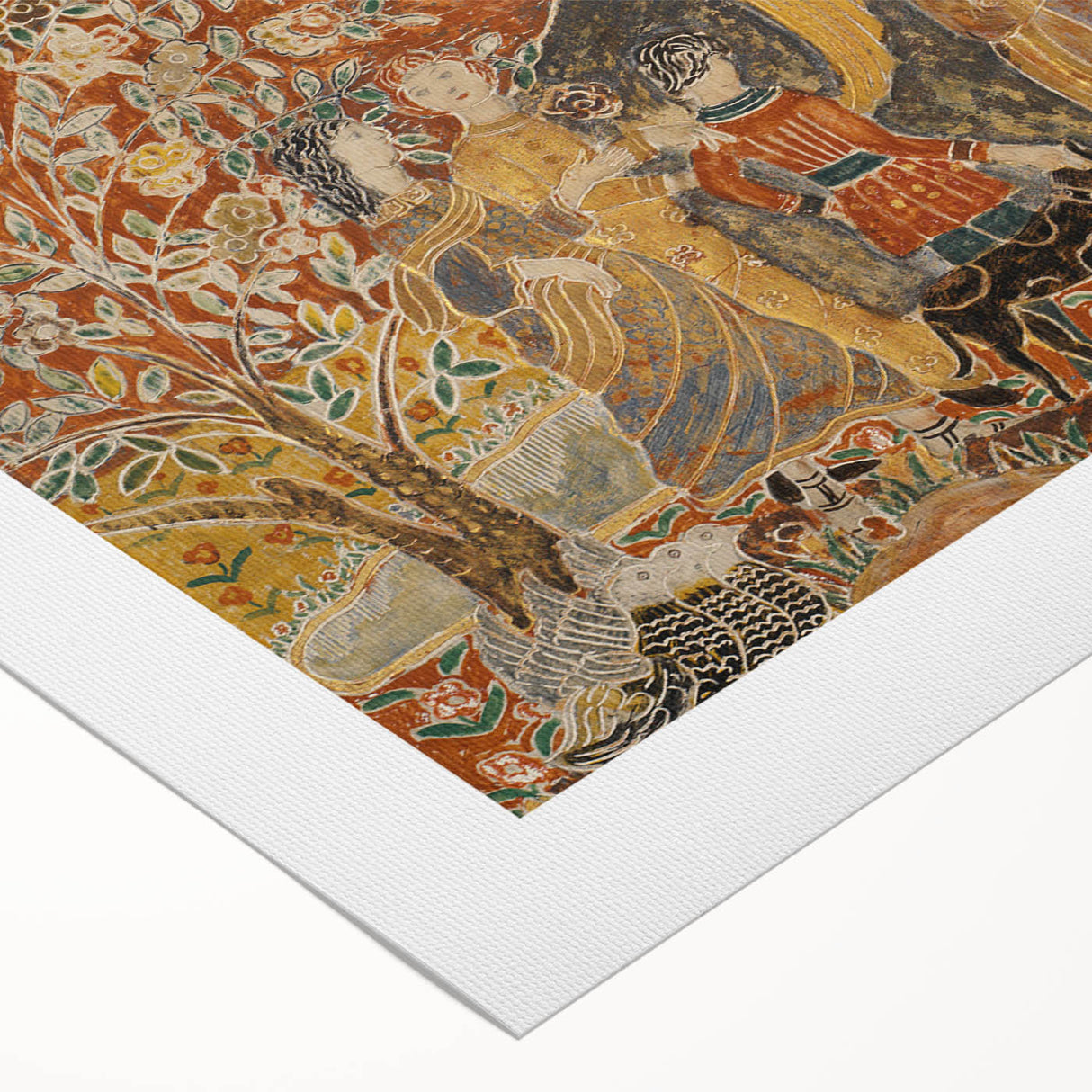 Angelic Garden Scene - Colorful Modern Wall Art with Floral Details