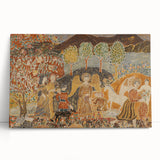 Angelic Garden Scene - Colorful Modern Wall Art with Floral Details