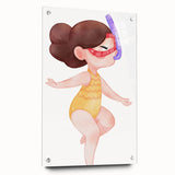 Nursery Wall Art – Whimsical Snorkeling Girl Illustration Print